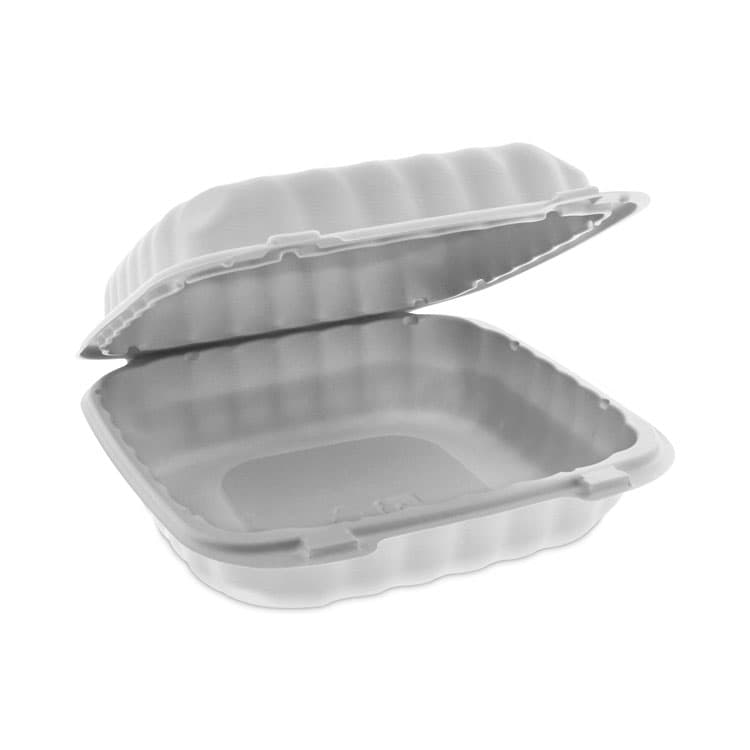 PACTIV EVERGREEN CORPORATION EarthChoice SmartLock Microwavable MFPP Hinged Lid Container, 8.35 x 8.35 x 3.1, White, Plastic, 200/Carton (PCTYCN808010000)