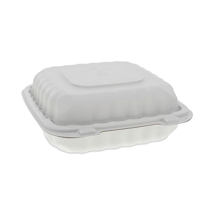 PACTIV EVERGREEN CORPORATION EarthChoice SmartLock Microwavable MFPP Hinged Lid Container, 3 Compartments, 8.35 x 8.35 x 3.1, White, Plastic, 200/Carton (PCTYCN808030000) thumbnail 2