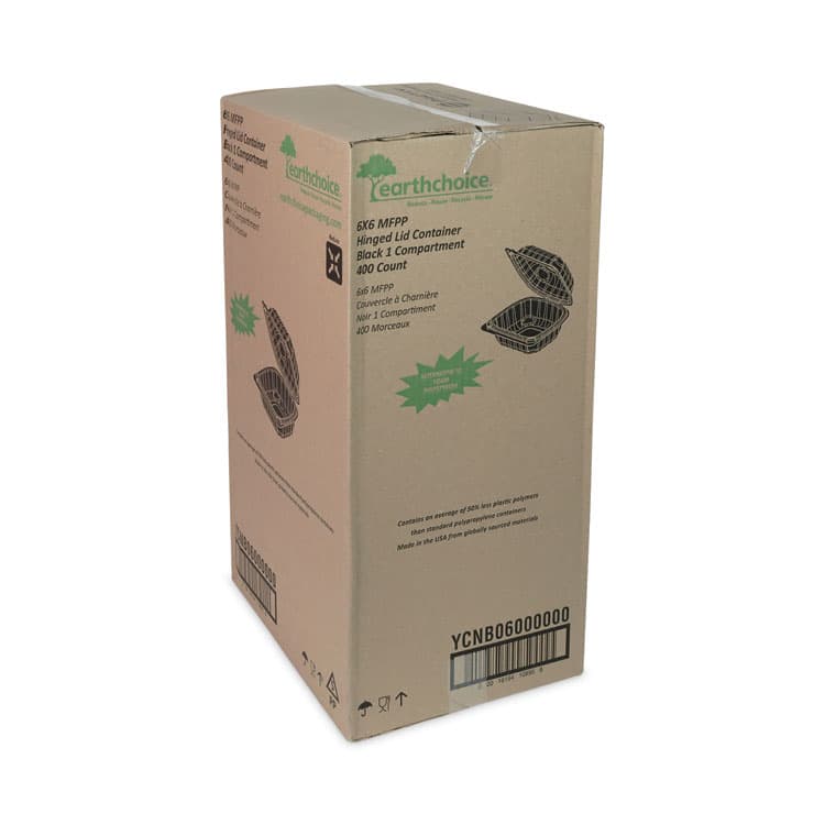 PACTIV EVERGREEN CORPORATION EarthChoice SmartLock Microwavable MFPP Hinged Lid Container, 5.75 x 5.95 x 3.1, Black, Plastic, 400/Carton (PCTYCNB06000000) thumbnail 2