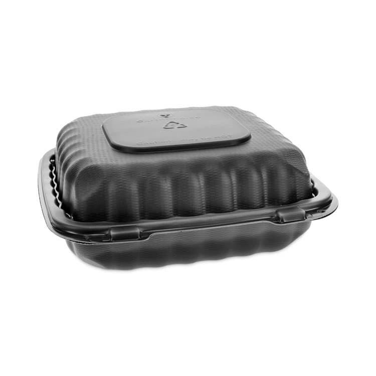 PACTIV EVERGREEN CORPORATION EarthChoice SmartLock Microwavable MFPP Hinged Lid Container, 8.35 x 8.35 x 3.1, Black, Plastic, 200/Carton (PCTYCNB08010000)