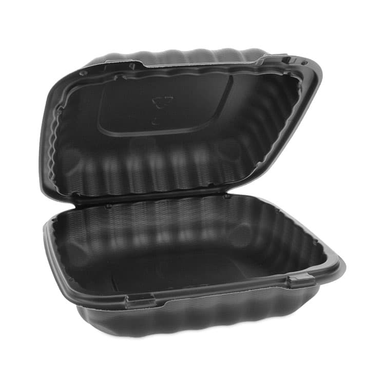 PACTIV EVERGREEN CORPORATION EarthChoice SmartLock Microwavable MFPP Hinged Lid Container, 8.35 x 8.35 x 3.1, Black, Plastic, 200/Carton (PCTYCNB08010000) thumbnail 2