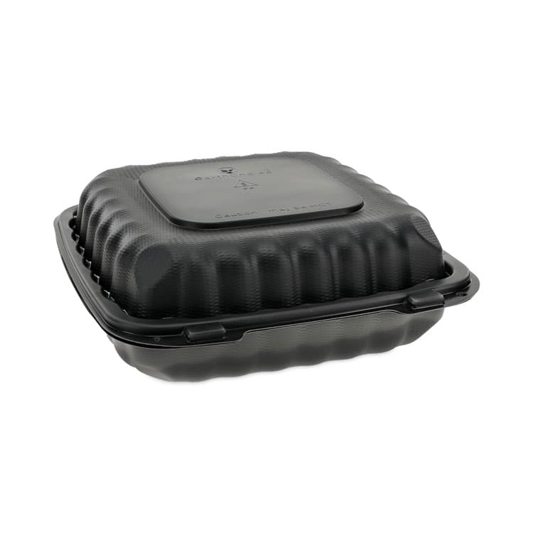 PACTIV EVERGREEN CORPORATION EarthChoice SmartLock Microwavable MFPP Hinged Lid Container, 3 Compartments, 9.33 x 8.88 x 3.1, Black, Plastic, 120/Carton (PCTYCNB09030000)