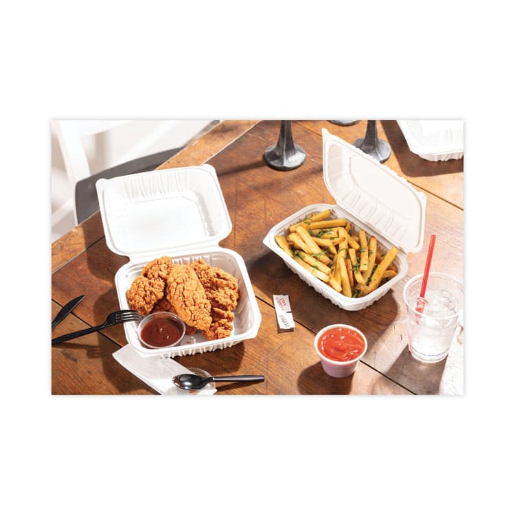 PACTIV EVERGREEN CORPORATION EarthChoice Vented Microwavable MFPP Hinged Lid Container, 9 x 6 x 2.75, White, Plastic, 170/Carton (PCTYCNW0207) thumbnail 4