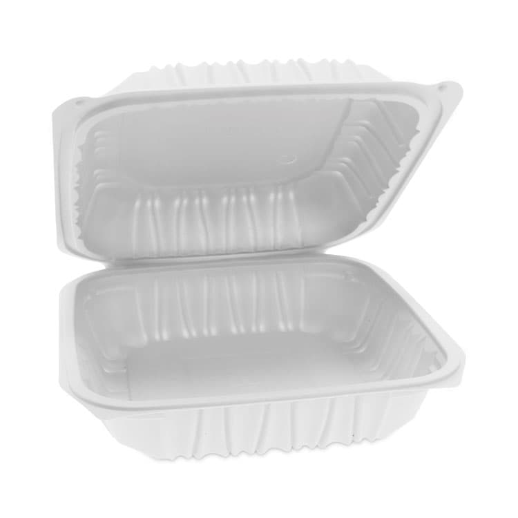 PACTIV EVERGREEN CORPORATION EarthChoice Vented Microwavable MFPP Hinged Lid Container, 8.4 x 8.7 x 3.1, White, Plastic, 146/Carton (PCTYCNW0851) thumbnail 2