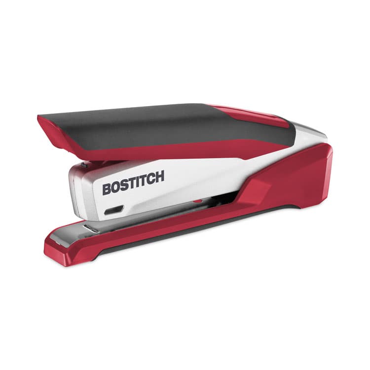 STANLEY BOSTITCH InPower One-Finger 3-in-1 Desktop Stapler, 28-Sheet Capacity, Red/Silver (ACI1117)
