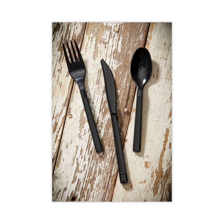 PACTIV EVERGREEN CORPORATION Meadoware Cutlery, Medium Heavyweight Soup Spoon, Plastic, Black, 1,000/Carton (PCTYMWSSE) thumbnail 4