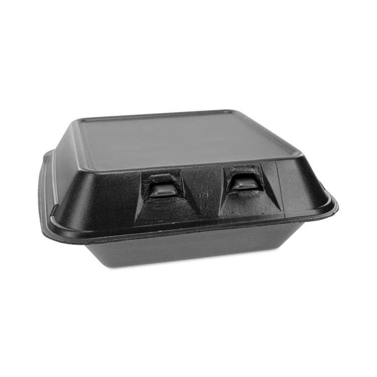PACTIV EVERGREEN CORPORATION SmartLock Foam Hinged Lid Container, Medium, 8 x 8.5 x 3, Black, 150/Carton (PCTYHLB08010000)