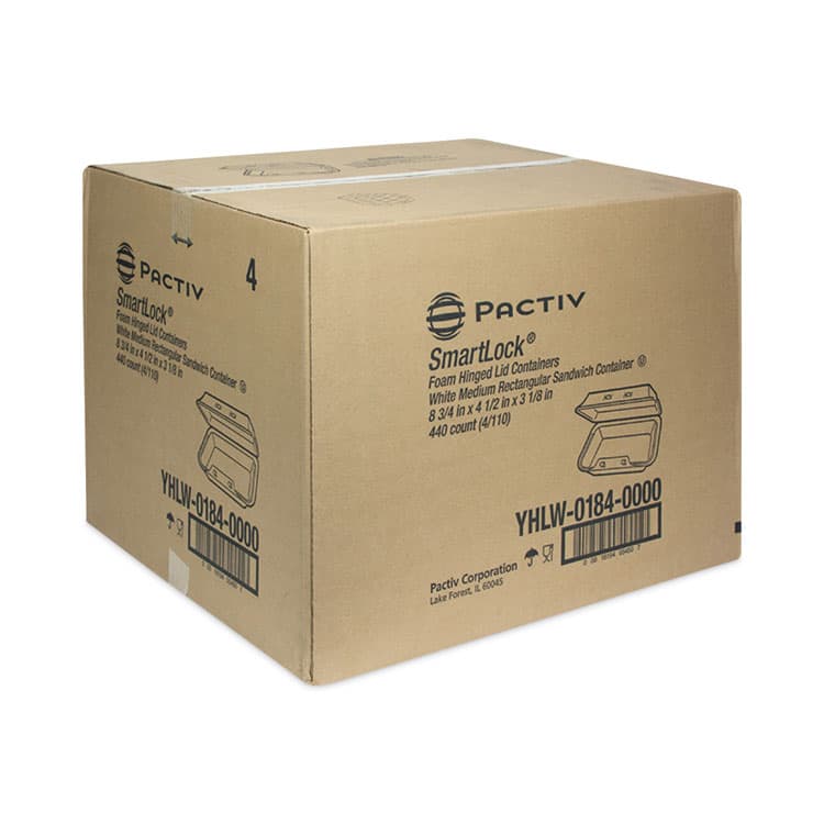 PACTIV EVERGREEN CORPORATION SmartLock Foam Hinged Lid Container, Medium, 8.8 x 4.5 x 3.1, White, 440/Carton (PCTYHLW01840000) thumbnail 2