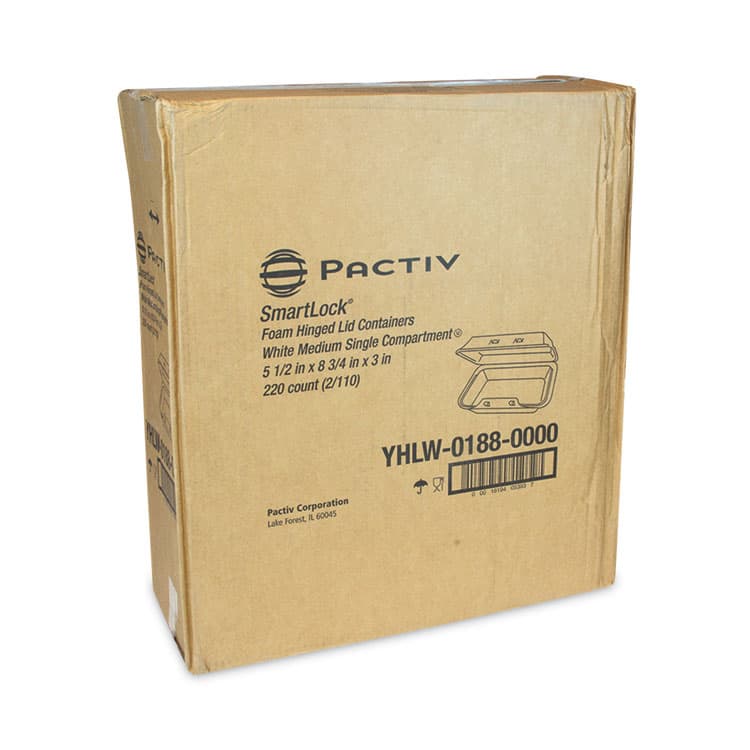 PACTIV EVERGREEN CORPORATION SmartLock Foam Hinged Lid Container, Medium, 8.8 x 5.5 x 3, White, 220/Carton (PCTYHLW01880000) thumbnail 2