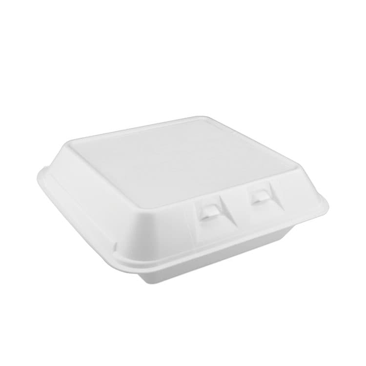 PACTIV EVERGREEN CORPORATION SmartLock Foam Hinged Lid Container, Large, 3 Compartments, 9 x 9.25 x 3.25, White, 150/Carton (PCTYHLW09030000) thumbnail 2