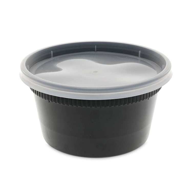 PACTIV EVERGREEN CORPORATION Newspring DELItainer Microwavable Container, 12 oz, 4.55" Diameter x 2.45" h, Black/Clear, Plastic, 240/Carton (PCTYL2512B) thumbnail 4