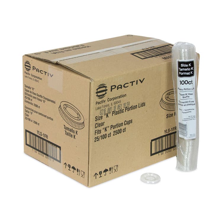 PACTIV EVERGREEN CORPORATION Plastic Portion Cup Lid, Fits 0.5 oz to 1 oz Portion Cups, Clear, 100/Sleeve, 25 Sleeves/Carton (PCTYLS1FR) thumbnail 4