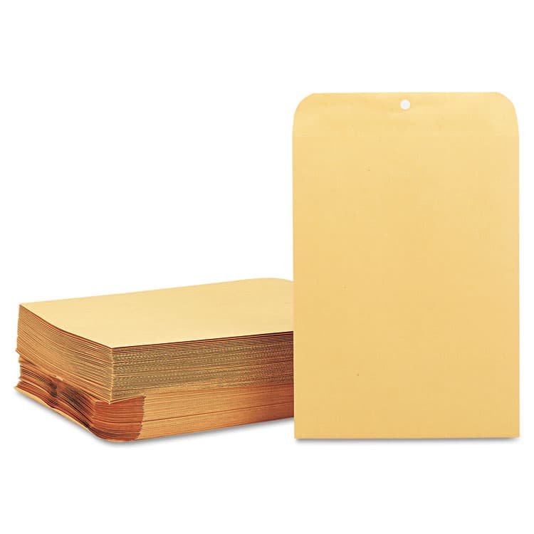 QUALITY PARK PRODUCTS Clasp Envelope, 28 lb Bond Weight Kraft, #90, Cheese Blade Flap, Clasp/Gummed Closure, 9 x 12, Brown Kraft, 100/Box (QUA37890) thumbnail 2