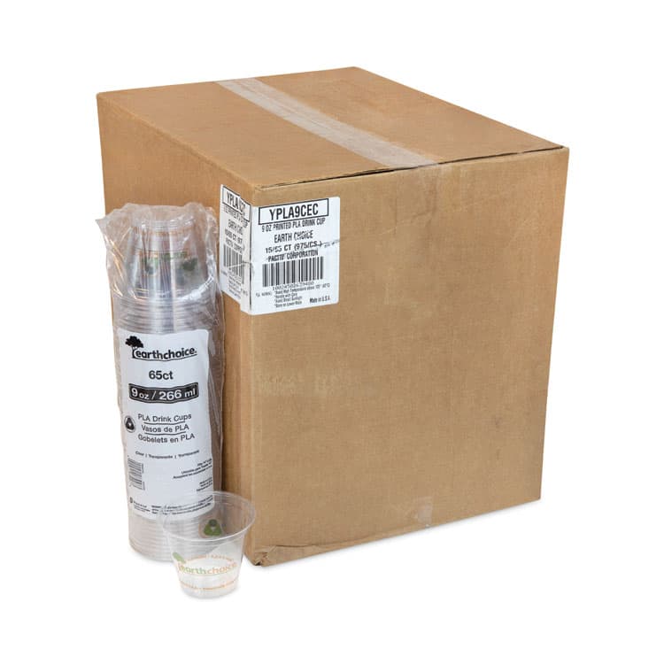 PACTIV EVERGREEN CORPORATION EarthChoice Compostable Cold Cup, 9 oz, Plastic, Clear/Printed, 975/Carton (PCTYPLA9CEC) thumbnail 4