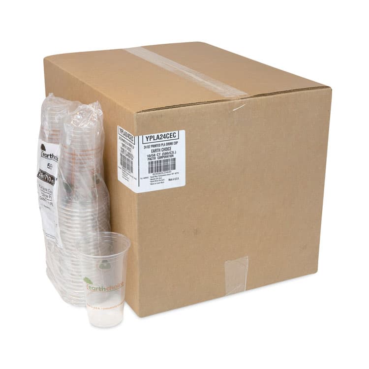PACTIV EVERGREEN CORPORATION EarthChoice Compostable Cold Cup, 24 oz, Plastic, Clear/Printed, 580/Carton (PCTYPLA24CEC) thumbnail 4