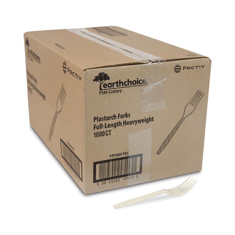 PACTIV EVERGREEN CORPORATION EarthChoice PSM Cutlery, Heavyweight Fork, Plastic, Tan, 1,000/Carton (PCTYPSMFTEC) thumbnail 4