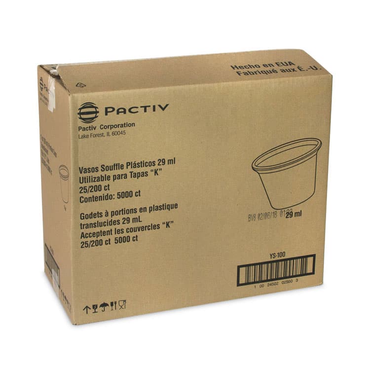 PACTIV EVERGREEN CORPORATION Plastic Portion Cup, 1 oz, Translucent, 200/Sleeve, 25 Sleeves/Carton (PCTYS100) thumbnail 2