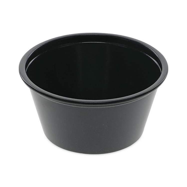 PACTIV EVERGREEN CORPORATION Plastic Portion Cup, 2 oz, Black, 200/Bag, 12 Bags/Carton (PCTYS200E)