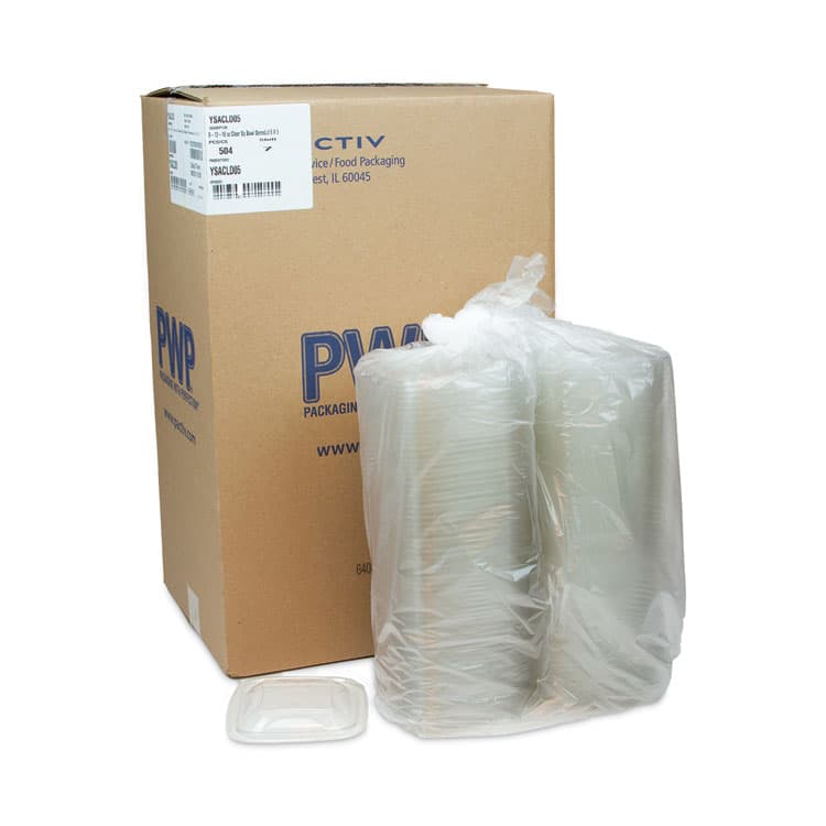 PACTIV EVERGREEN CORPORATION EarthChoice Recycled PET Container Lid, For 8 oz/12 oz/16 oz Container Bases, 5.5 x 5.5 x 0.38, Clear, Plastic, 504/Carton (PCTYSACLD05) thumbnail 4