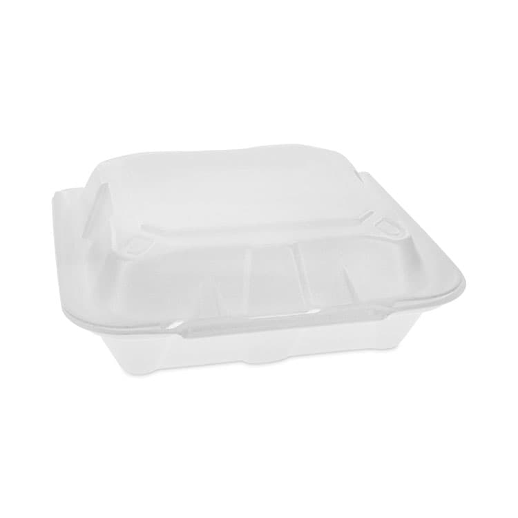 PACTIV EVERGREEN CORPORATION Vented Foam Hinged Lid Container, Dual Tab Lock Economy, 8.4 x 8 x 3, White, 150/Carton (PCTYTD18801ECON)