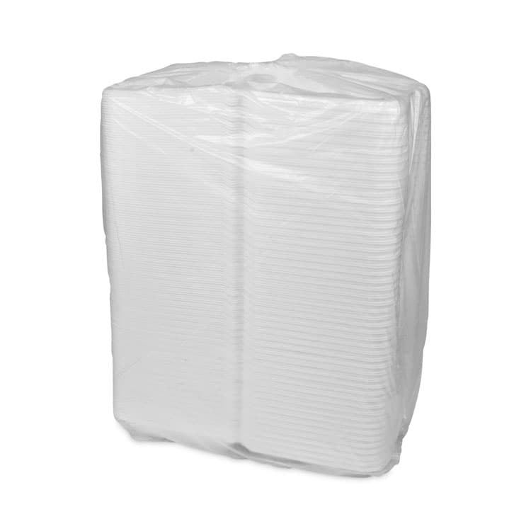 PACTIV EVERGREEN CORPORATION Vented Foam Hinged Lid Container, Dual Tab Lock Economy, 9.1 x 9 x 3.3, White, 150/Carton (PCTYTD19901ECON) thumbnail 3