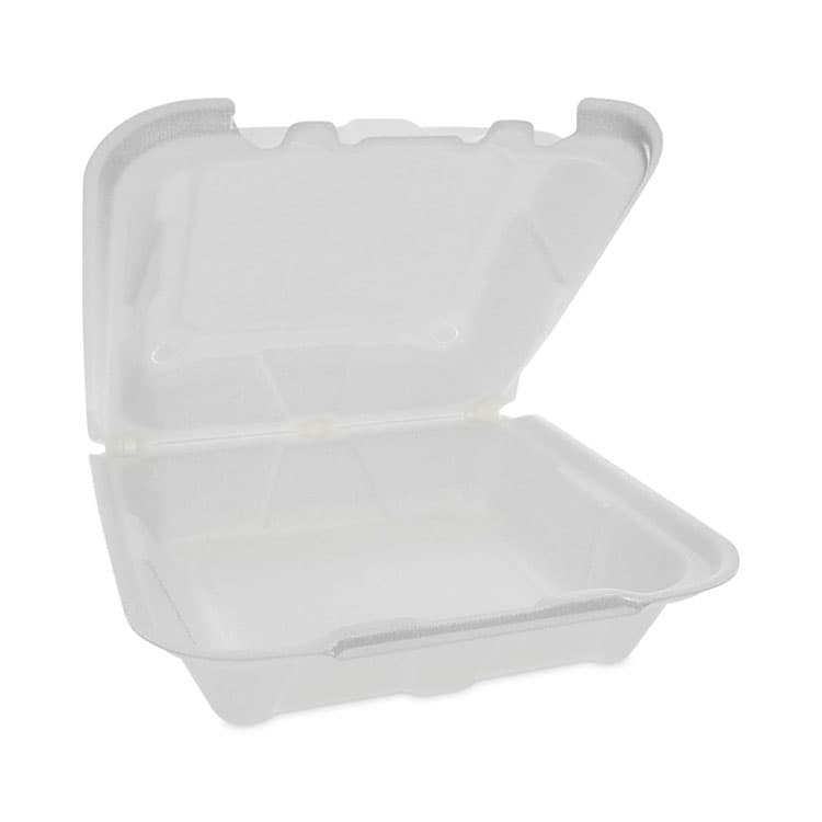 PACTIV EVERGREEN CORPORATION Vented Foam Hinged Lid Container, Dual Tab Lock, 8.4 x 8 x 3, White, 150/Carton (PCTYTD188010000) thumbnail 2