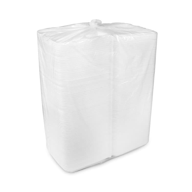 PACTIV EVERGREEN CORPORATION Vented Foam Hinged Lid Container, Dual Tab Lock, 9.13 x 9 x 3.25, White, 150/Carton (PCTYTD199010000) thumbnail 4