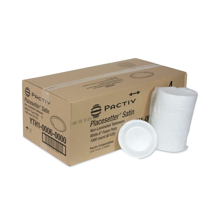 PACTIV EVERGREEN CORPORATION Placesetter Satin Non-Laminated Foam Dinnerware, Plate, 6" dia, White, 1,000/Carton (PCTYTH100060000) thumbnail 4