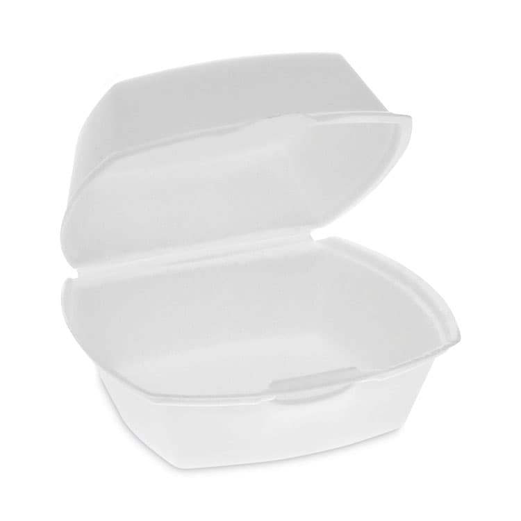 PACTIV EVERGREEN CORPORATION Foam Hinged Lid Container, Single Tab Lock, 5 x 5 x 2.5, White, 500/Carton (PCTYTH100790000)