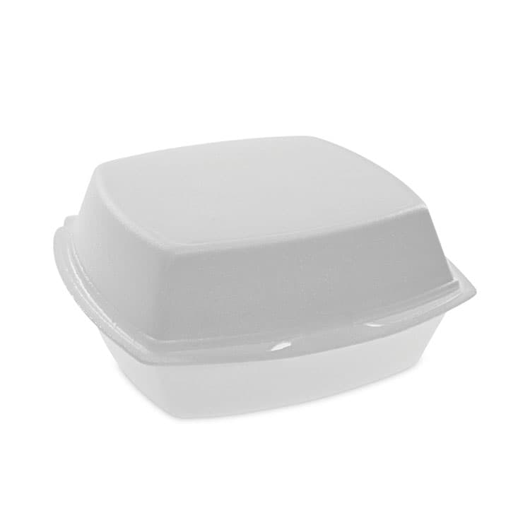 PACTIV EVERGREEN CORPORATION Foam Hinged Lid Container, Single Tab Lock, 6 x 6 x 3, White, 500/Carton (PCTYTH100800000)