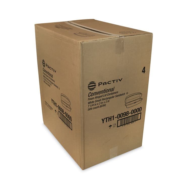 PACTIV EVERGREEN CORPORATION Foam Hinged Lid Container, Single Tab Lock Hot Dog, 7.25" x 3" x 2", White, 504/Carton (PCTYTH100980000) thumbnail 3