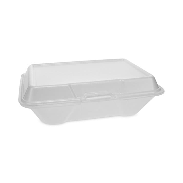 PACTIV EVERGREEN CORPORATION Foam Hinged Lid Container, Single Tab Lock #205 Utility, 9.2 x 6.5 x 2.8, White, 150/Carton (PCTYTH102050001)