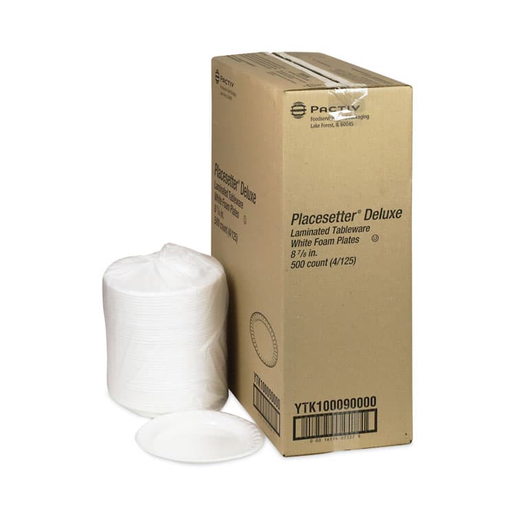 PACTIV EVERGREEN CORPORATION Placesetter Deluxe Laminated Foam Dinnerware, Plate, 8.88" dia, White, 500/Carton (PCTYTK100090000) thumbnail 4