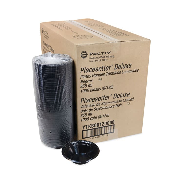PACTIV EVERGREEN CORPORATION Placesetter Deluxe Laminated Foam Dinnerware, Bowl, 12 oz, Black, 1,000/Carton (PCTYTKB00120000) thumbnail 4