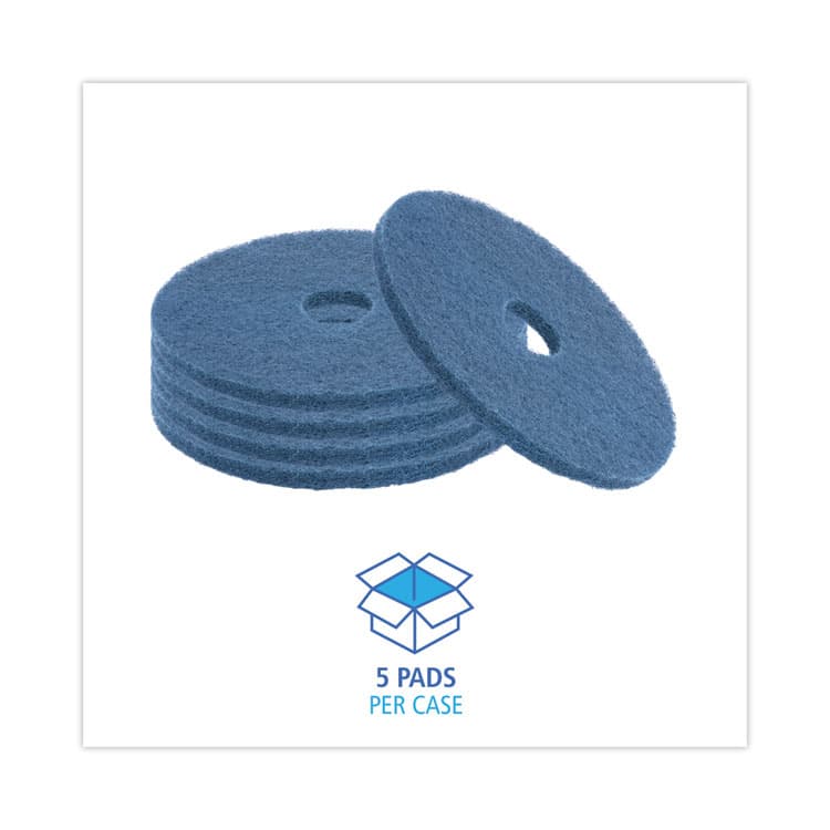 BOARDWALK Scrubbing Floor Pads, 20" Diameter, Blue, 5/Carton (BWK4020BLU) thumbnail 3