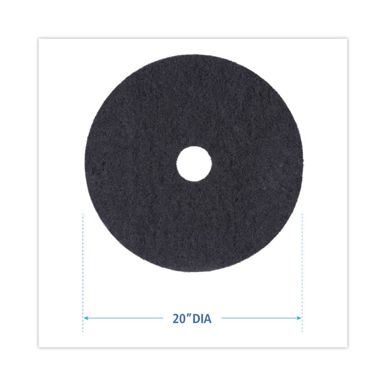 BOARDWALK Stripping Floor Pads, 20" Diameter, Black, 5/Carton (BWK4020BLA) thumbnail 2