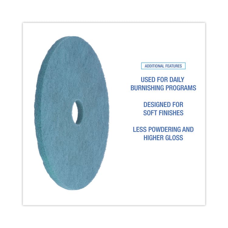 BOARDWALK Burnishing Floor Pads, 20" Diameter, Aqua, 5/Carton (BWK4020AQU) thumbnail 4