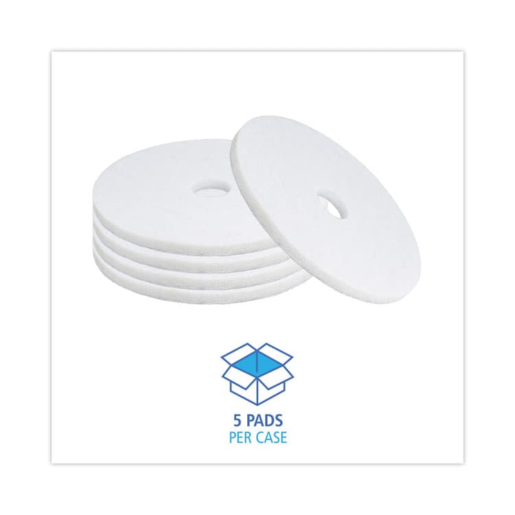 BOARDWALK Polishing Floor Pads, 19" Diameter, White, 5/Carton (BWK4019WHI) thumbnail 3
