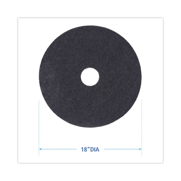 BOARDWALK Stripping Floor Pads, 18" Diameter, Black, 5/Carton (BWK4018BLA) thumbnail 2