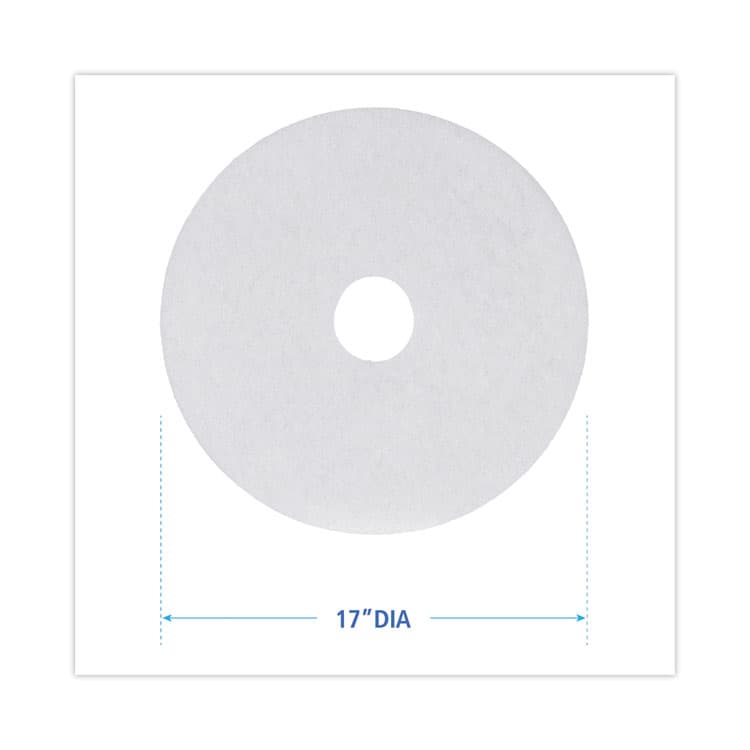 BOARDWALK Polishing Floor Pads, 17" Diameter, White, 5/Carton (BWK4017WHI) thumbnail 2