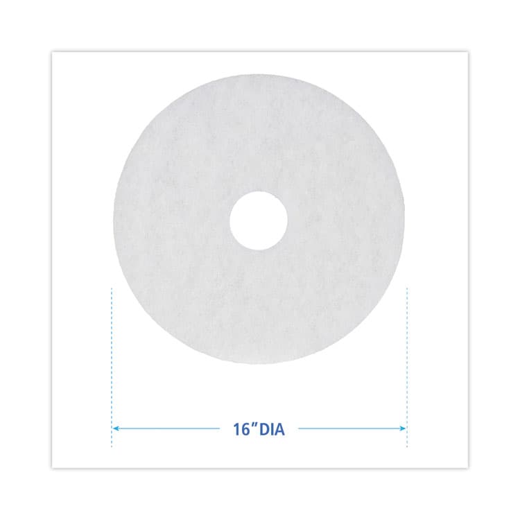 BOARDWALK Polishing Floor Pads, 16" Diameter, White, 5/Carton (BWK4016WHI) thumbnail 2
