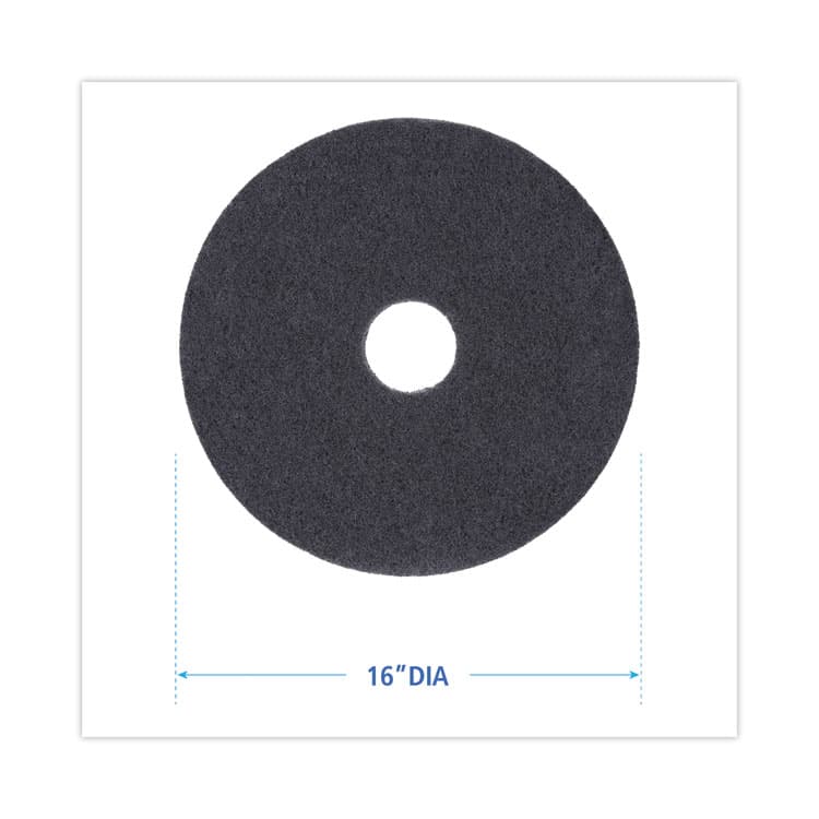 BOARDWALK Stripping Floor Pads, 16" Diameter, Black, 5/Carton (BWK4016BLA) thumbnail 2