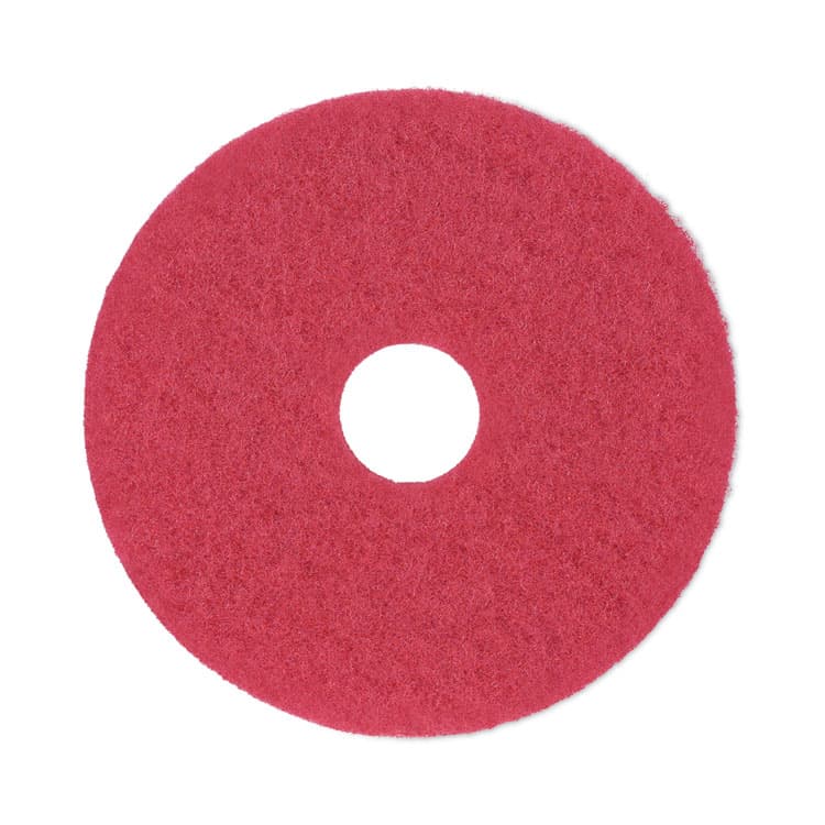 BOARDWALK Buffing Floor Pads, 14" Diameter, Red, 5/Carton (BWK4014RED)
