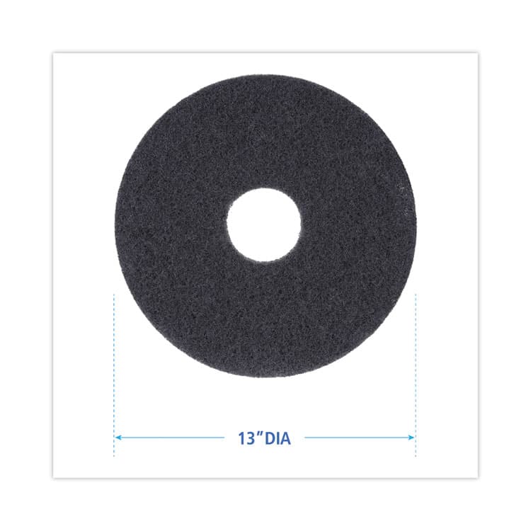 BOARDWALK Stripping Floor Pads, 13" Diameter, Black, 5/Carton (BWK4013BLA) thumbnail 2
