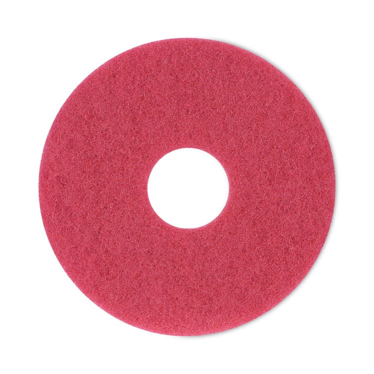 BOARDWALK Buffing Floor Pads, 12" Diameter, Red, 5/Carton (BWK4012RED)