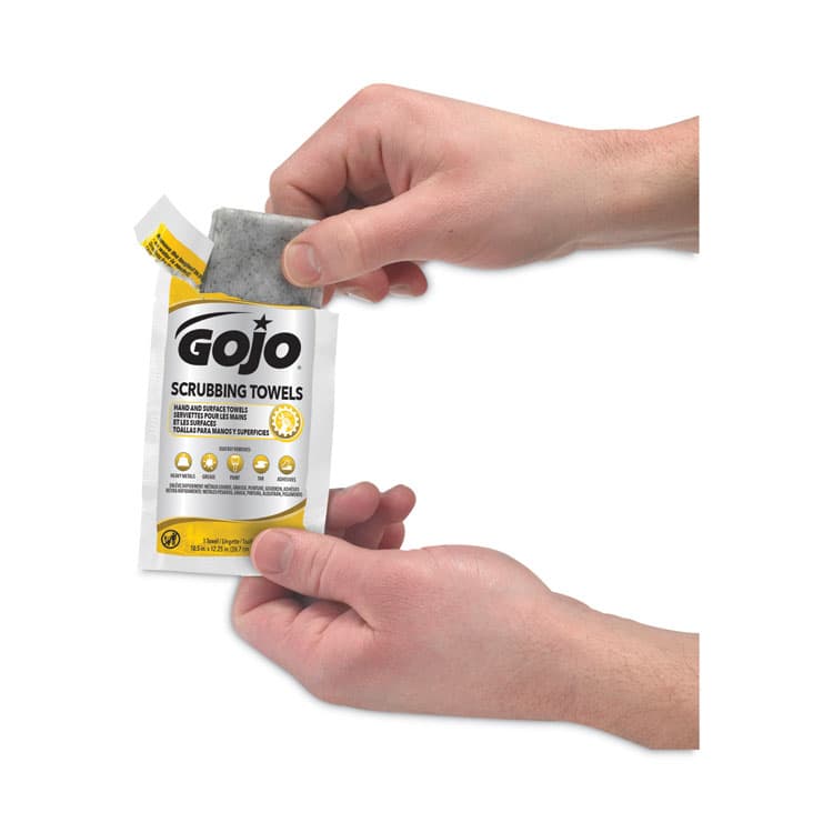 GO-JO INDUSTRIES Scrubbing Towels in Counter Display, Hand Cleaning, 12.25 x 10.5, Fresh Citrus, 4 Boxes, 80 Individually Wrapped Wipes/Carton (GOJ638004) thumbnail 3