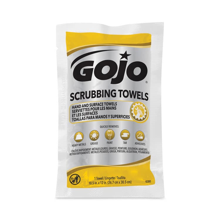 GO-JO INDUSTRIES Scrubbing Towels in Counter Display, Hand Cleaning, 12.25 x 10.5, Fresh Citrus, 4 Boxes, 80 Individually Wrapped Wipes/Carton (GOJ638004) thumbnail 2