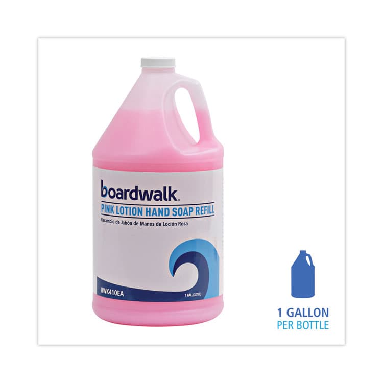 BOARDWALK Mild Cleansing Pink Lotion Hand Soap Refill, Cherry Scent, 1 gal Bottle, 4/Carton (BWK410CT) thumbnail 2