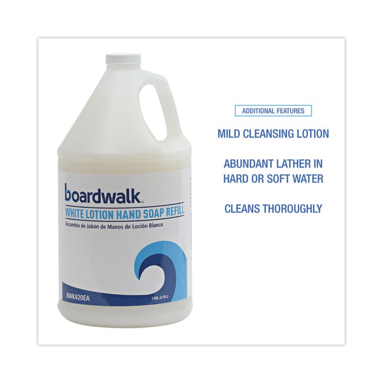BOARDWALK Mild Cleansing Lotion Hand Soap Refill, Cherry Scent, 1 gal Bottle, 4/Carton (BWK420CT) thumbnail 4