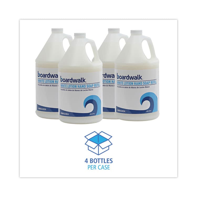 BOARDWALK Mild Cleansing Lotion Hand Soap Refill, Cherry Scent, 1 gal Bottle, 4/Carton (BWK420CT) thumbnail 3